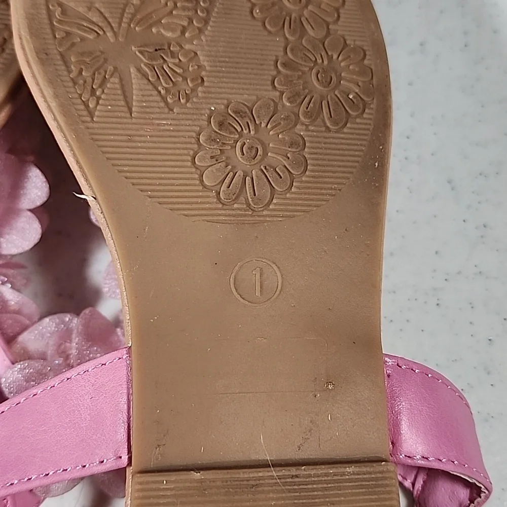 Laura Ashley Pink Flower Cutie T-Strap Sandal Girls Size 1